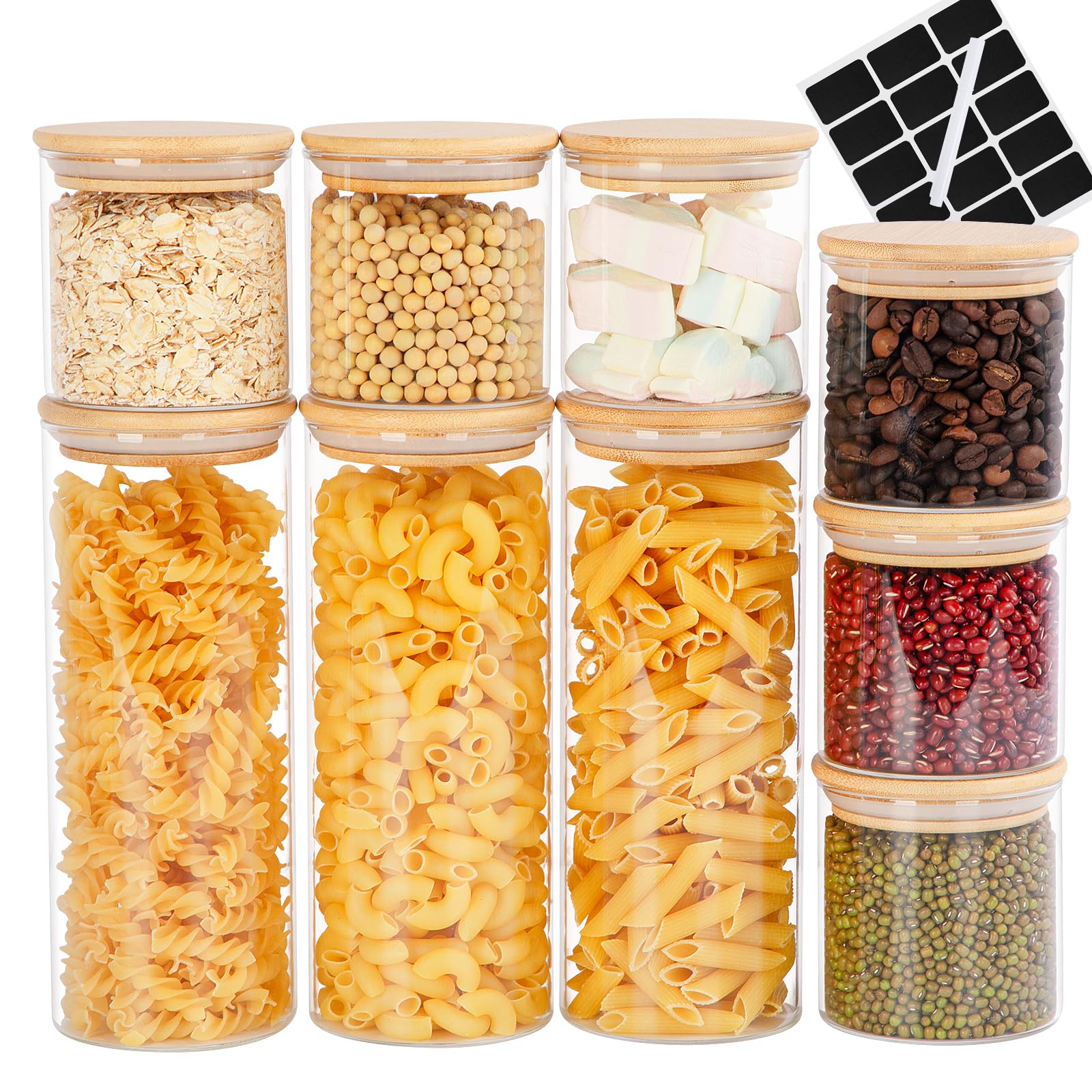 Cinnani Lot De 24 Boîtes De Rangement Cuisine Hermétiques - Bocaux Plastique Sans BPA Avec Couvercles, Étiquettes Et Cuillères